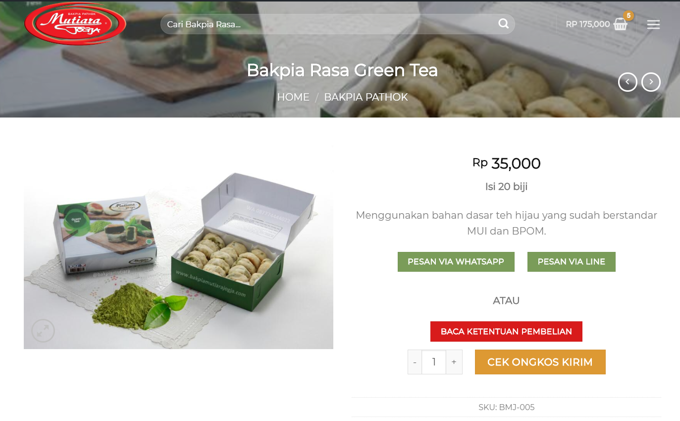  Harga dan Alamat Penjual Bakpia Green Tea 2020 Bakpia 